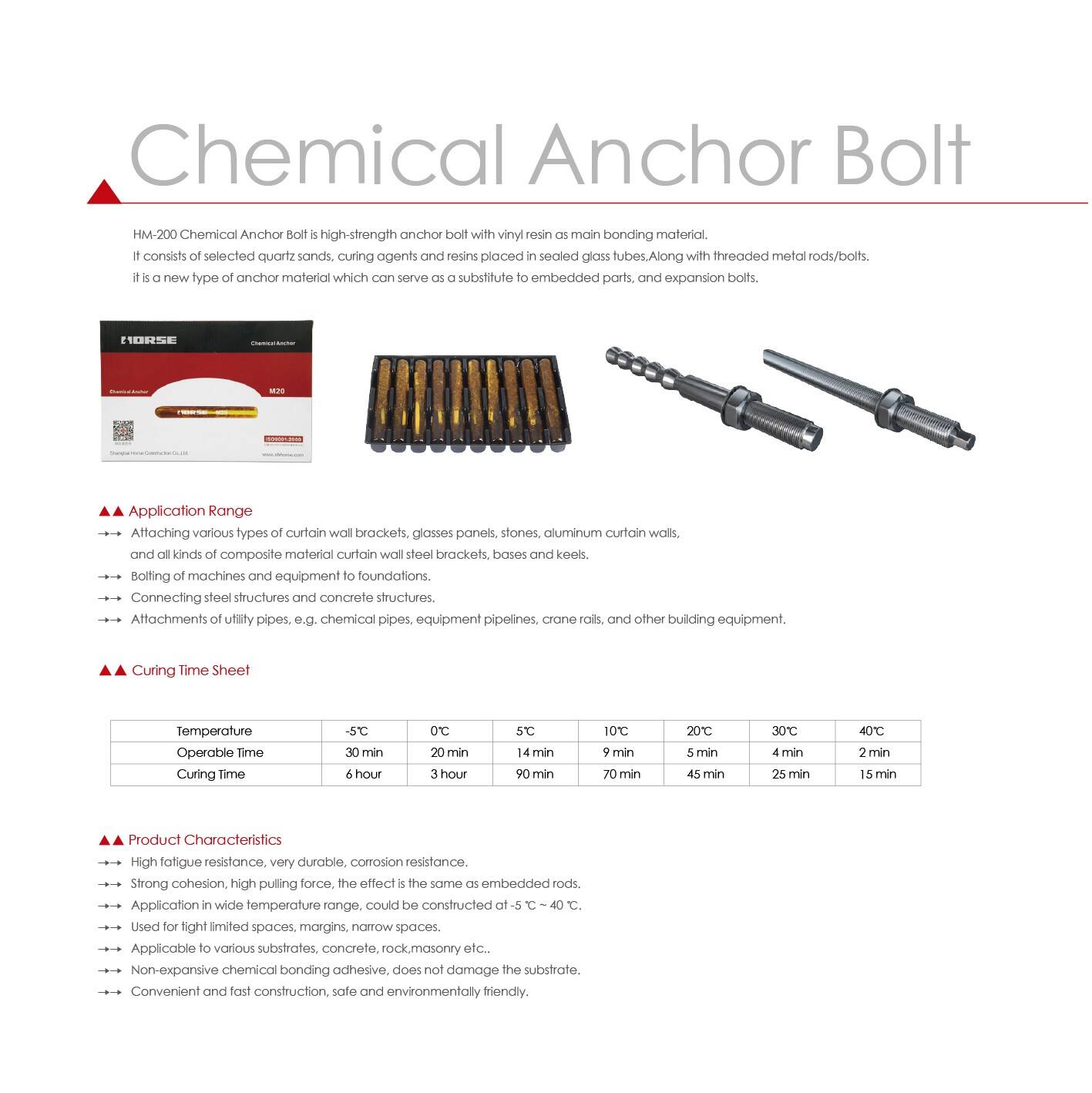 Horse chemical anchor bolt